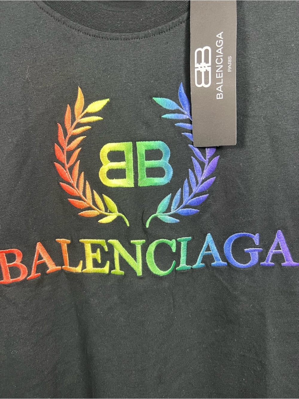 BALENCIAGA | Rainbow Logo-Embroidered Cotton T-Shirt - Picture 4 of 7